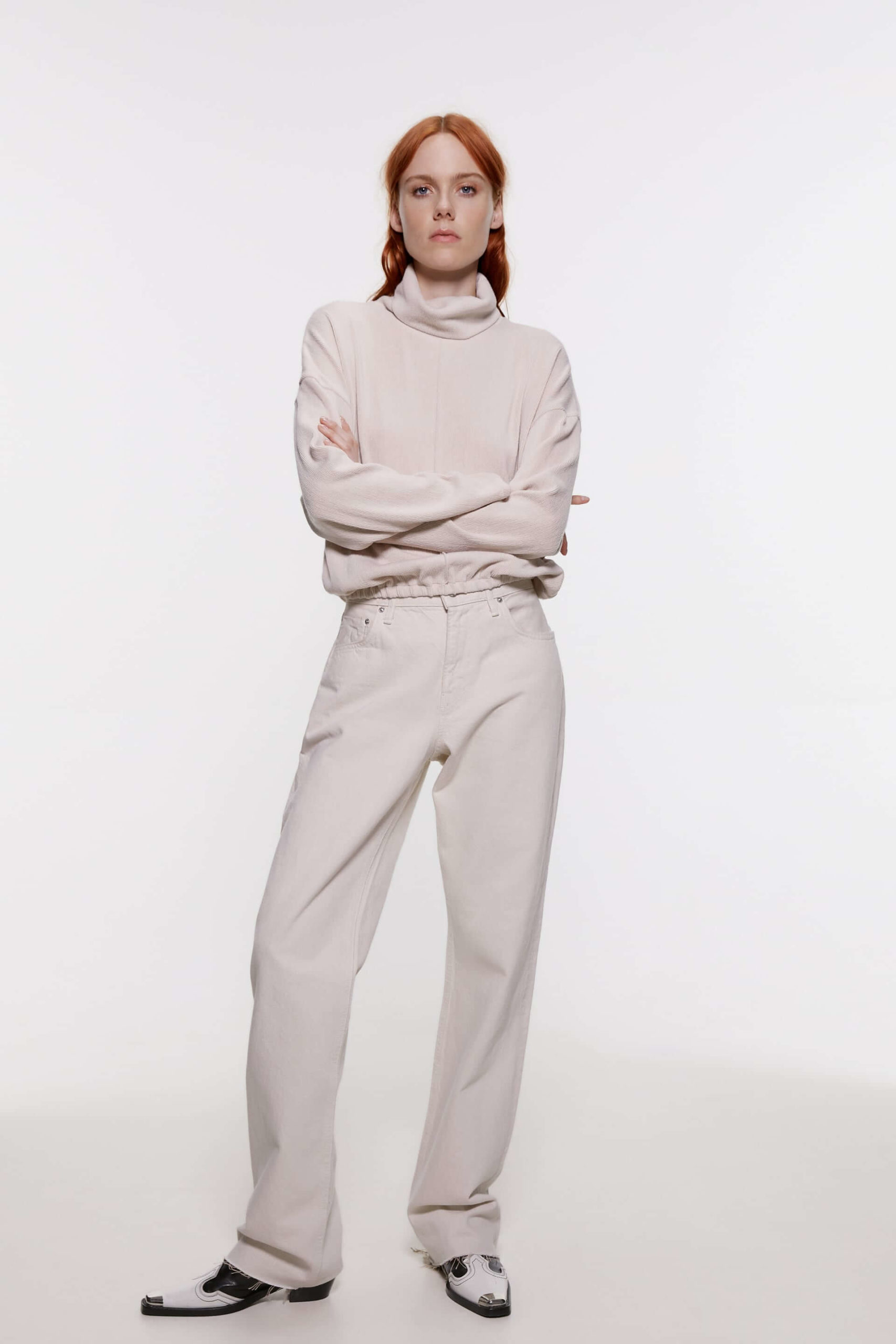 zara kadın sweatshirt balıkçı yaka