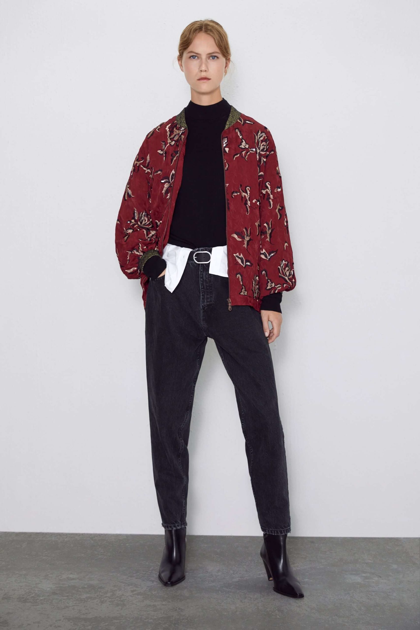Zara İşlemeli Bomber Ceket