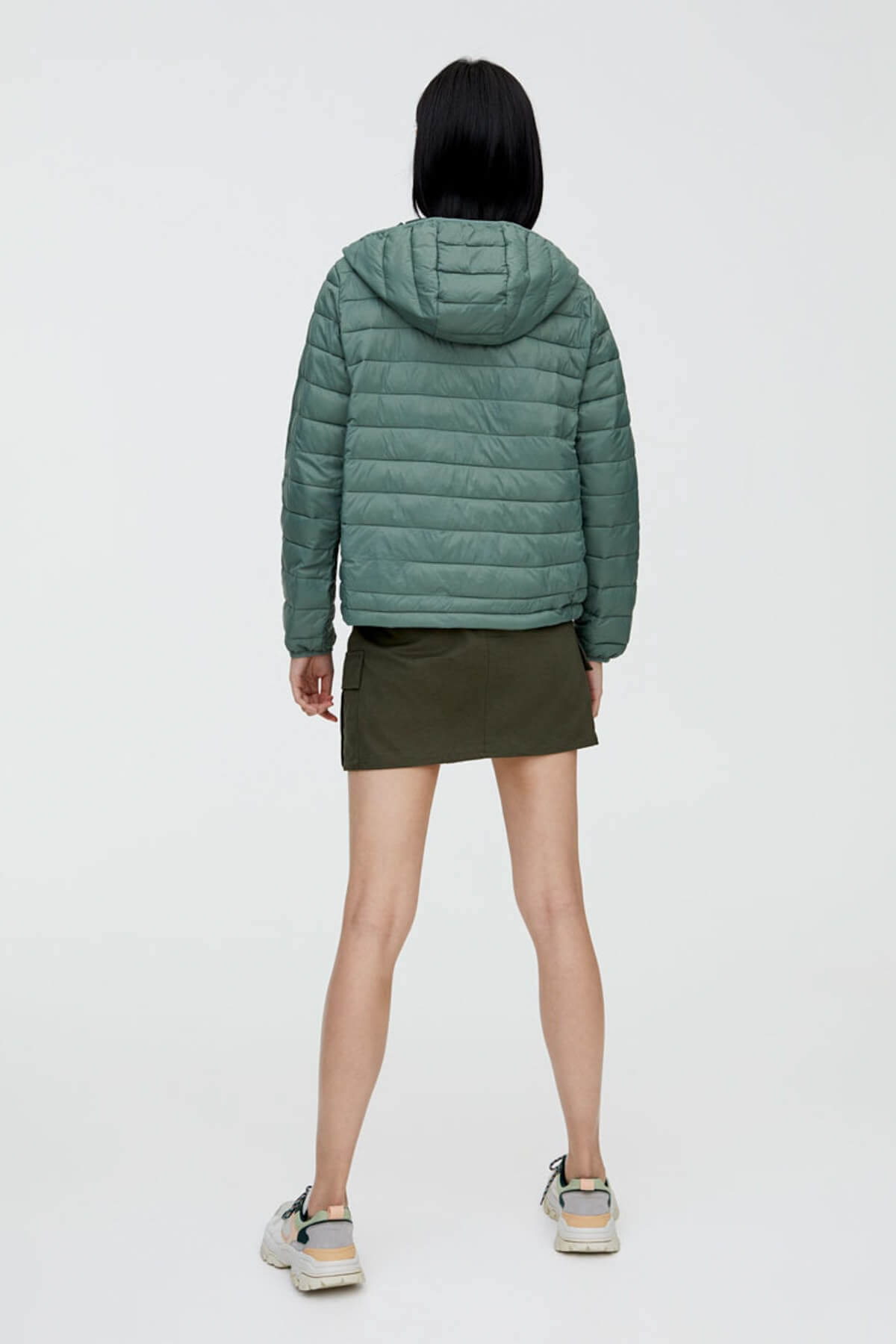 Pull and Bear Kadın Şişme Mont Haki